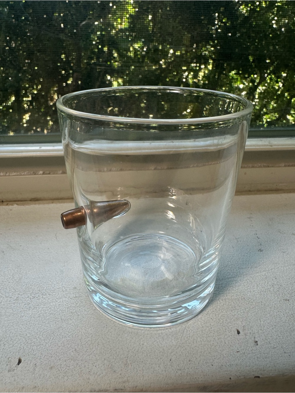 Clear Glass whisky Tumbler with Copper Bullet Accent - Clear